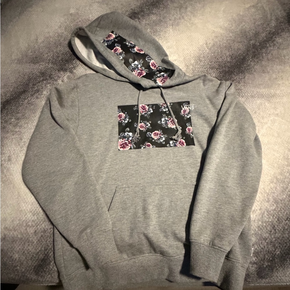 Vans Gray Hoodie with Floral Accent